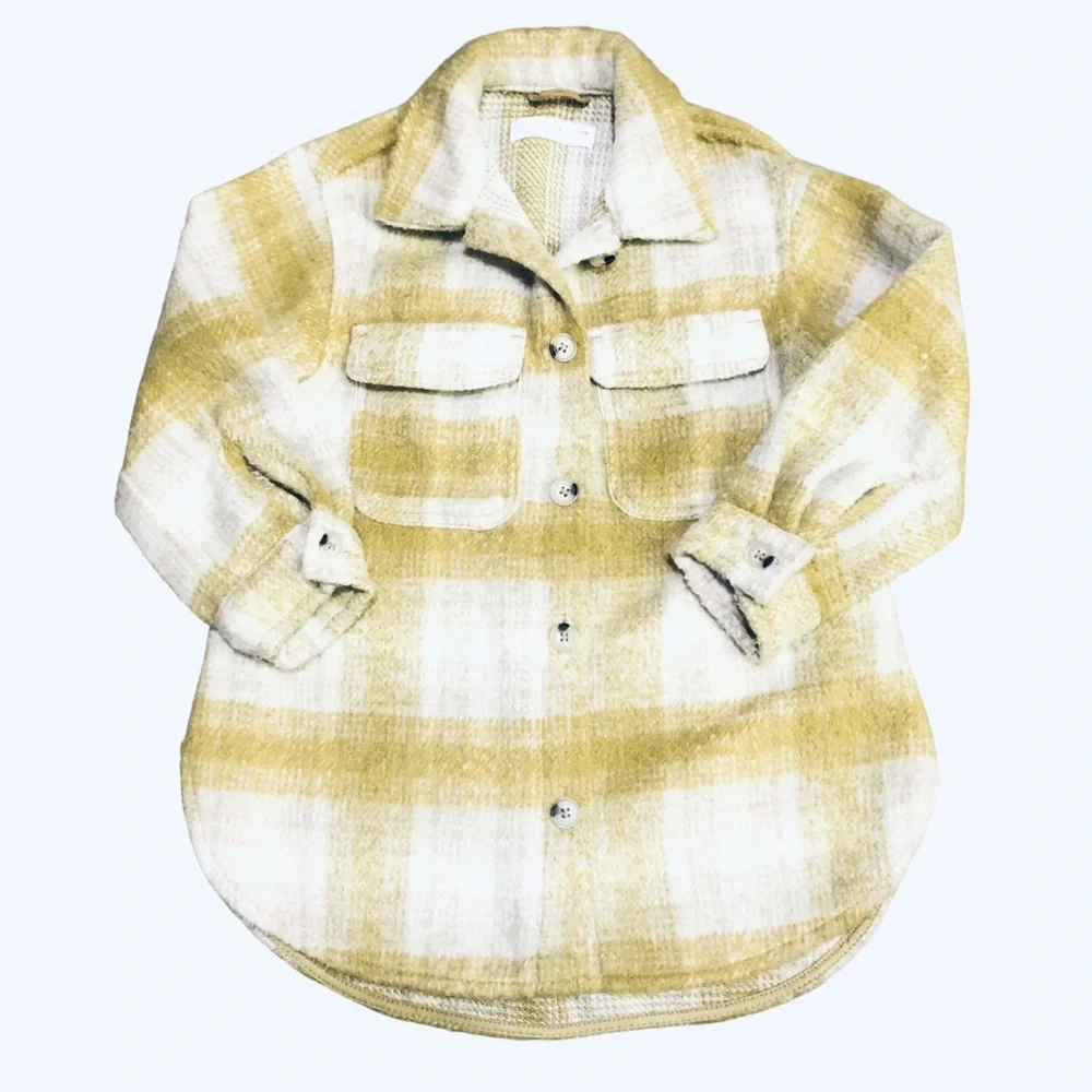Zara Yellow Plaid Shacket Button Up - Picture 1 of 9